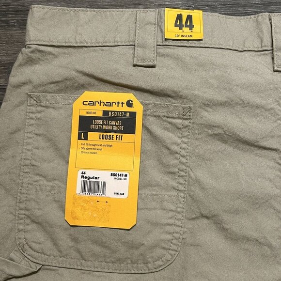 NWT Carhartt Shorts Size 44 Loose Fit Canvas Utility Work Short B147 Tan - Picture 7 of 7